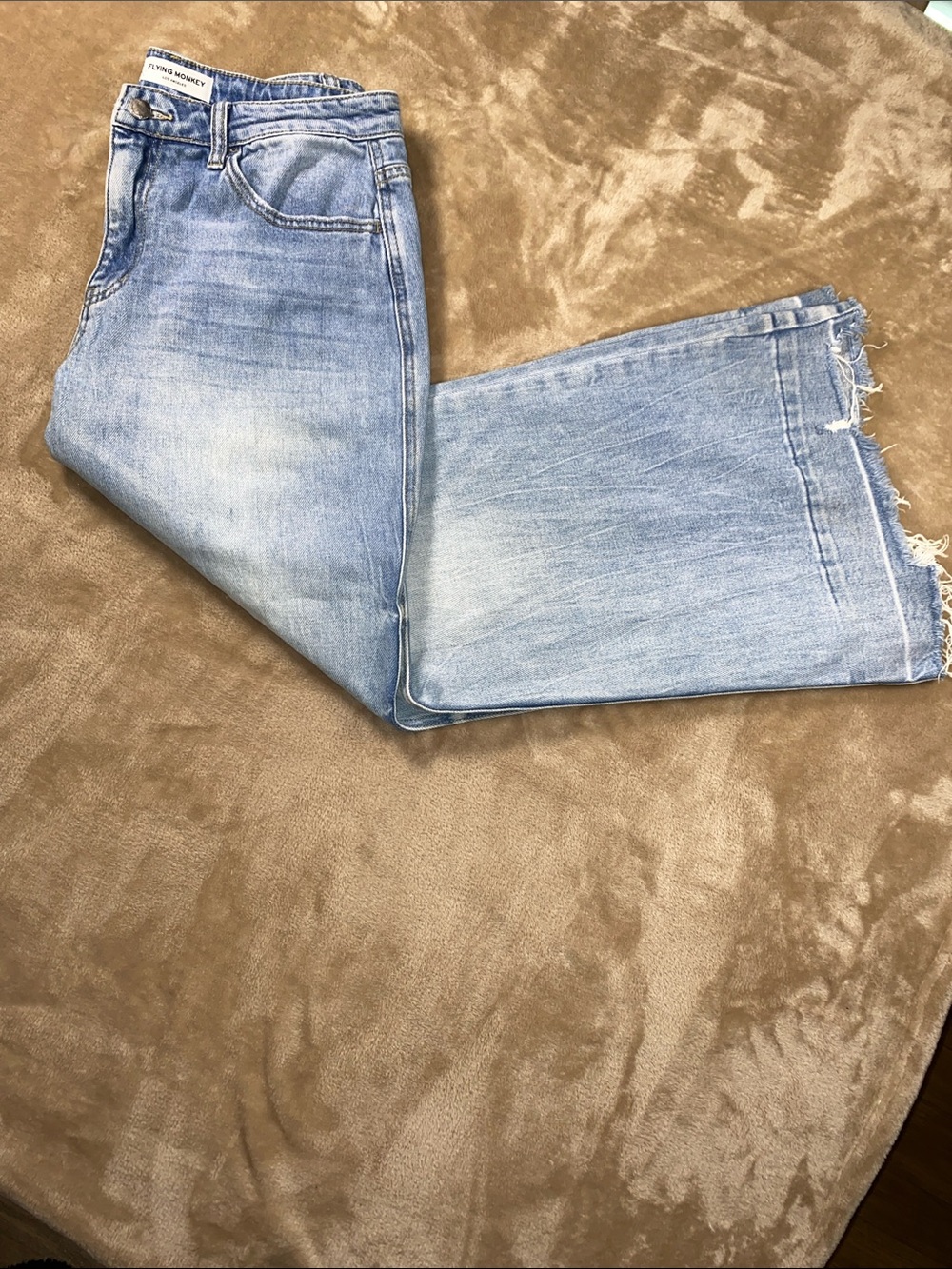 Flying Monkey High Rise Flare Light Wash Flare Jeans